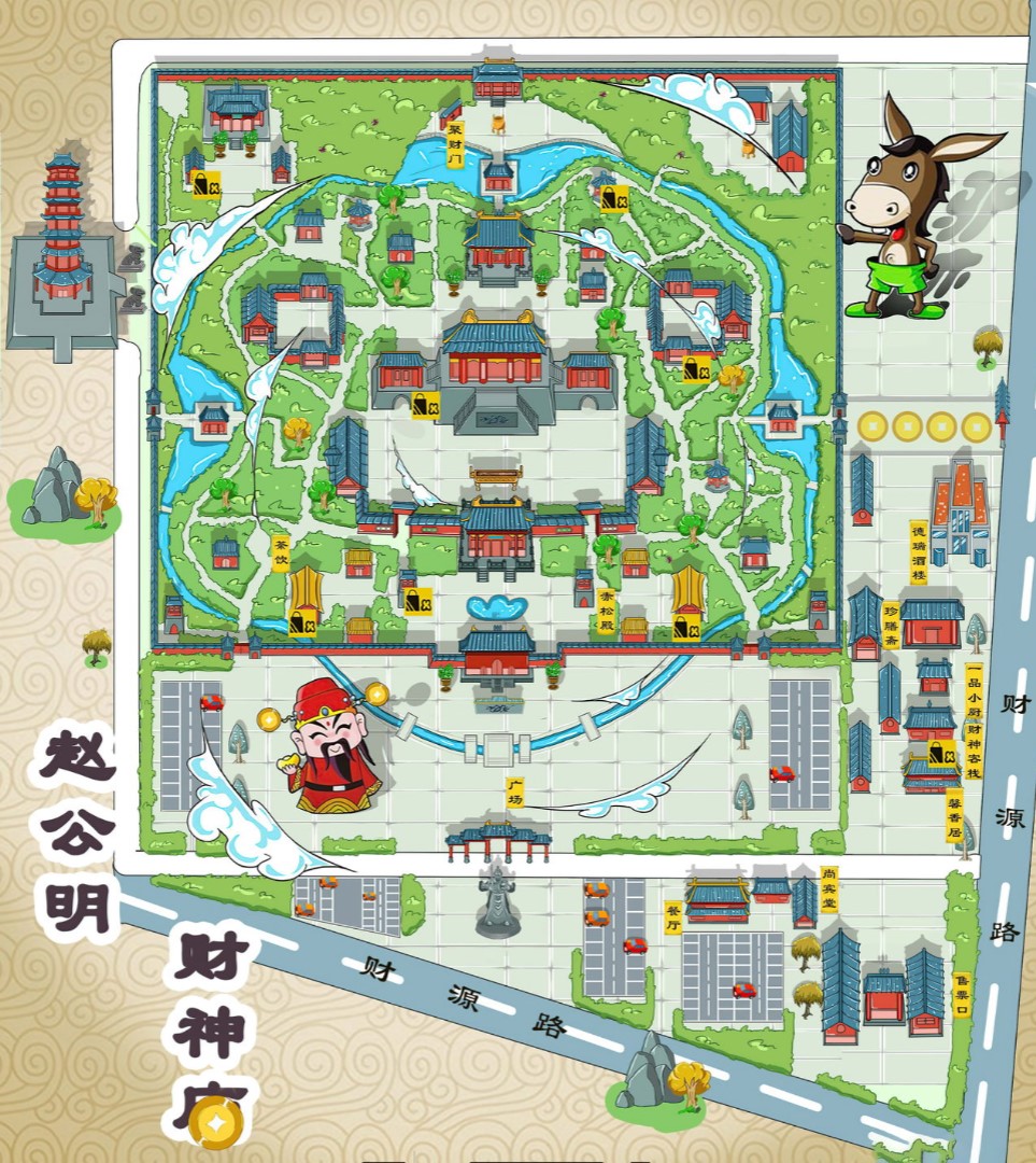 邯山寺庙类手绘地图